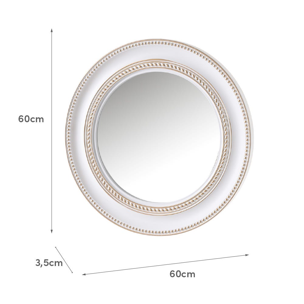 Lolahome Espejo Redondo Blanco Y Dorado