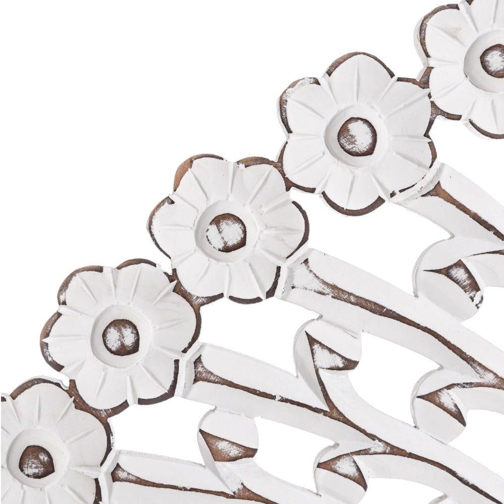 Lolahome Espejo Tallado Blanco Rozado De Ø 90 Cm