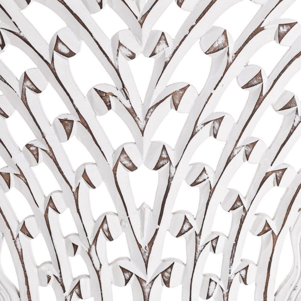 Lolahome Espejo Tallado Blanco Rozado De Ø 90 Cm