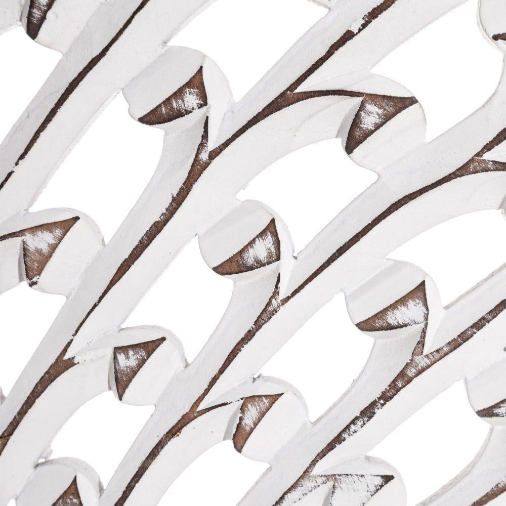 Lolahome Espejo Tallado Blanco Rozado De Ø 90 Cm