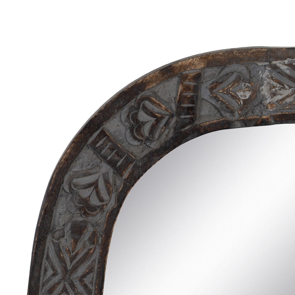 Lolahome Espejo Ventana Tallado Gris De 77x113 Cm