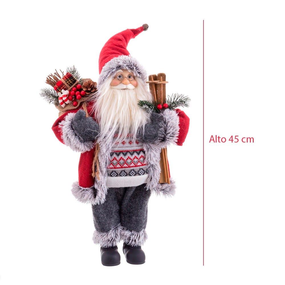 lolahome Figura de Papá Noel de tela roja de 45cm