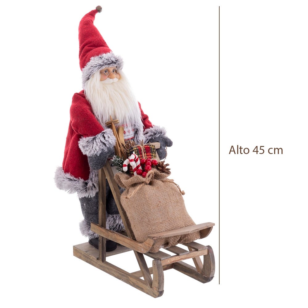 lolahome Figura de Papá Noel trineo de 45cm