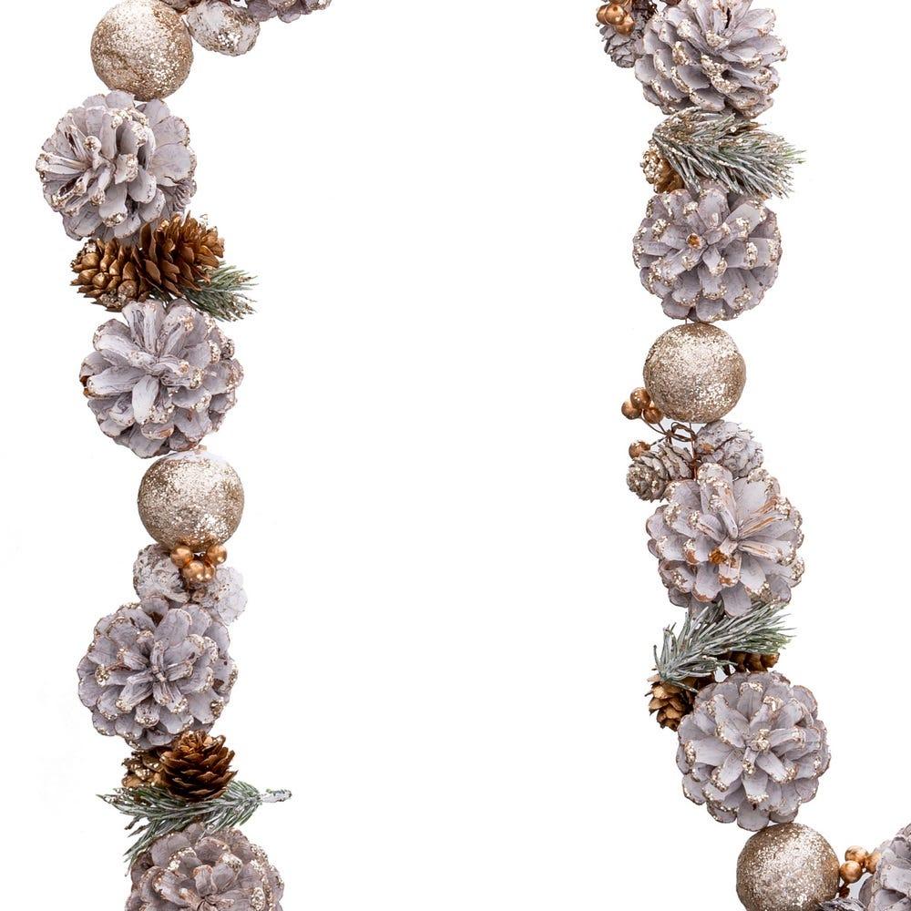 lolahome Guirnalda Navidad 150 cm piñas nevadas