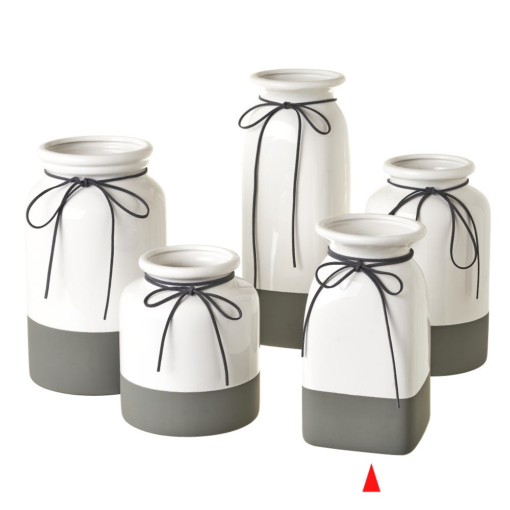 Lolahome Jarrón Florero Blanco Y Gris