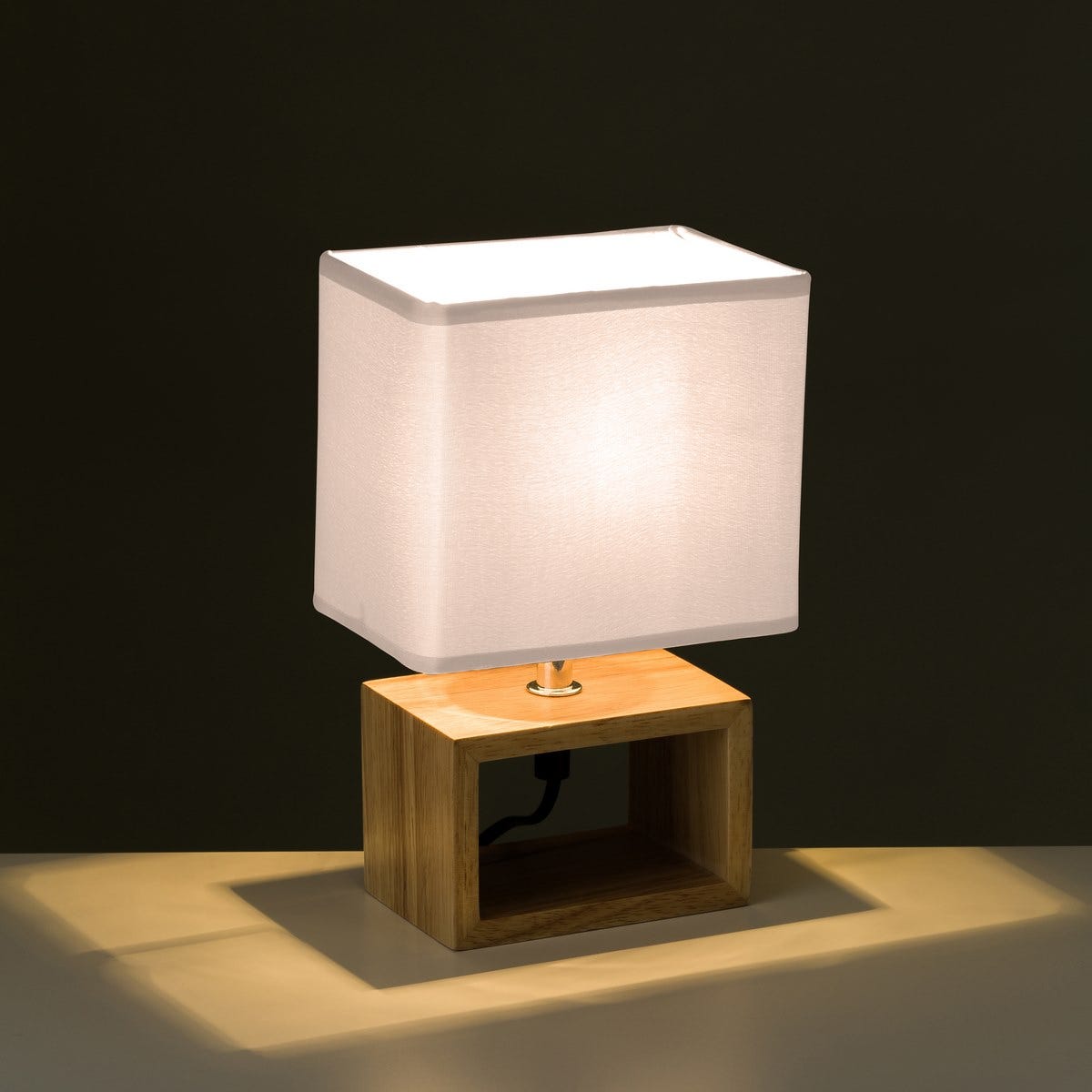 lolahome Lámpara de mesita de noche madera 24 cm