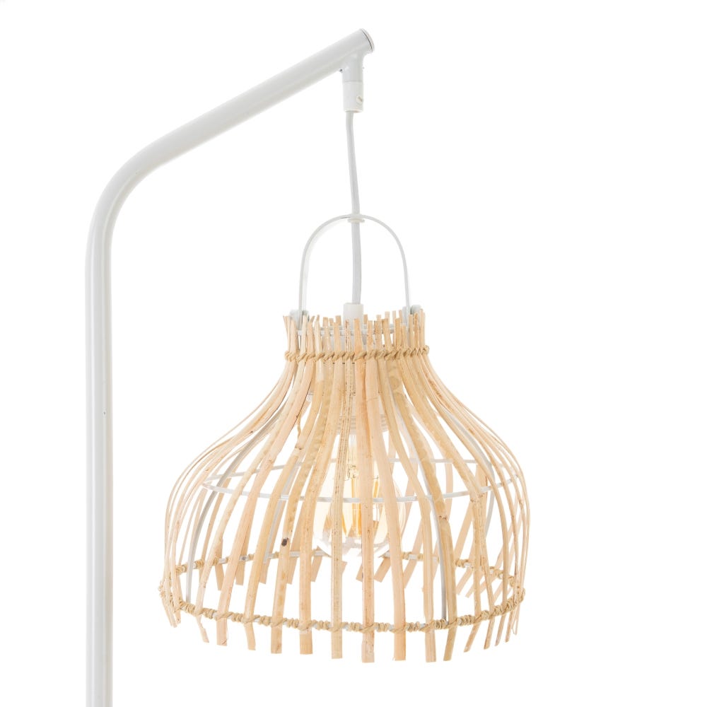 lolahome Lámpara de pie varillas blanco