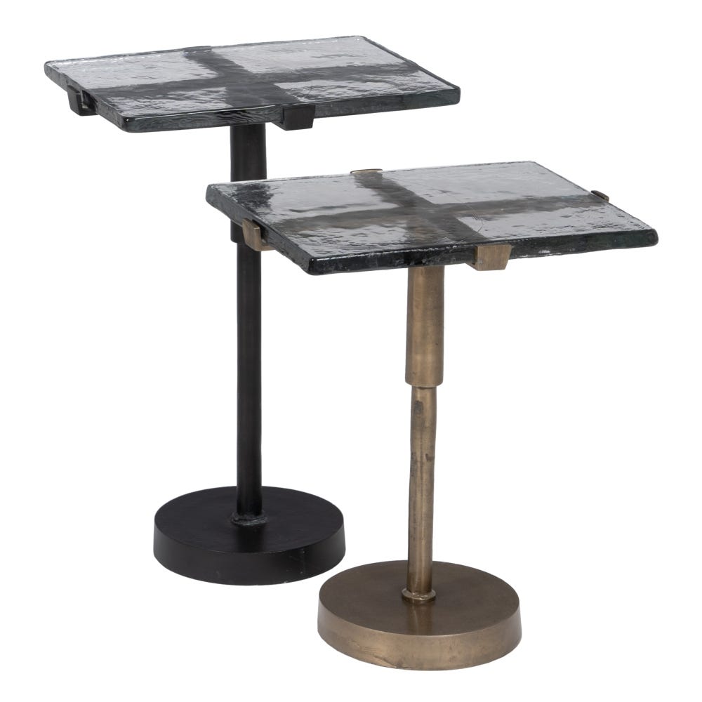 Lolahome Mesa Auxiliar De Cristal Dorada