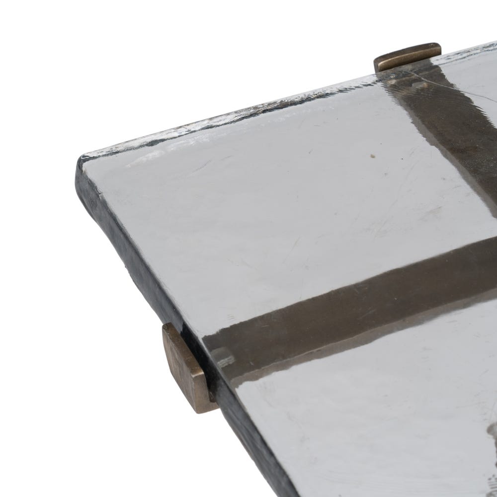 lolahome Mesa auxiliar de cristal dorada