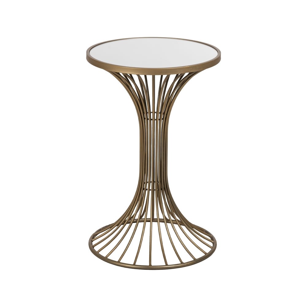 lolahome Mesa auxiliar pedestal dorado