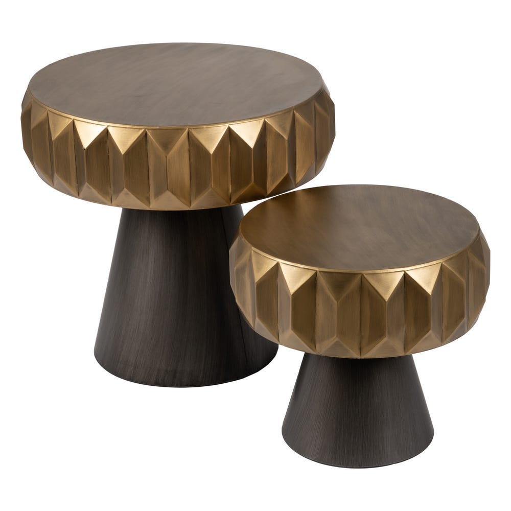 lolahome Mesa auxiliar rombos dorada grande