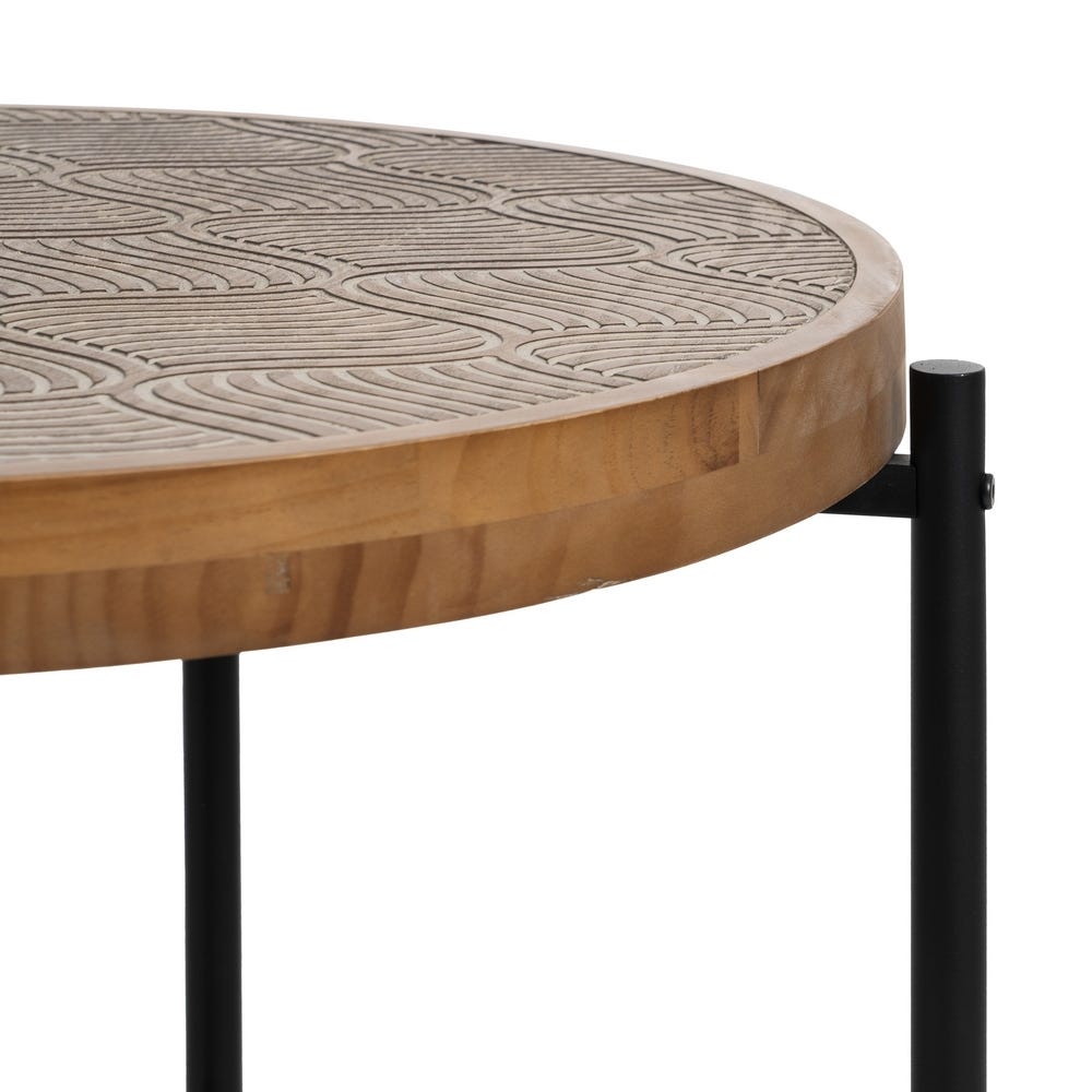 Lolahome Mesa De Centro De Madera Grabada