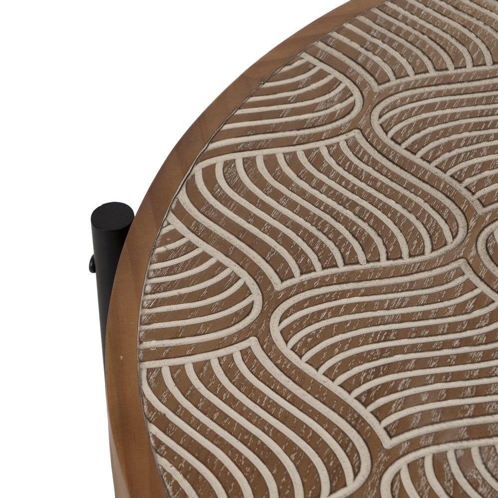 Lolahome Mesa De Centro De Madera Grabada