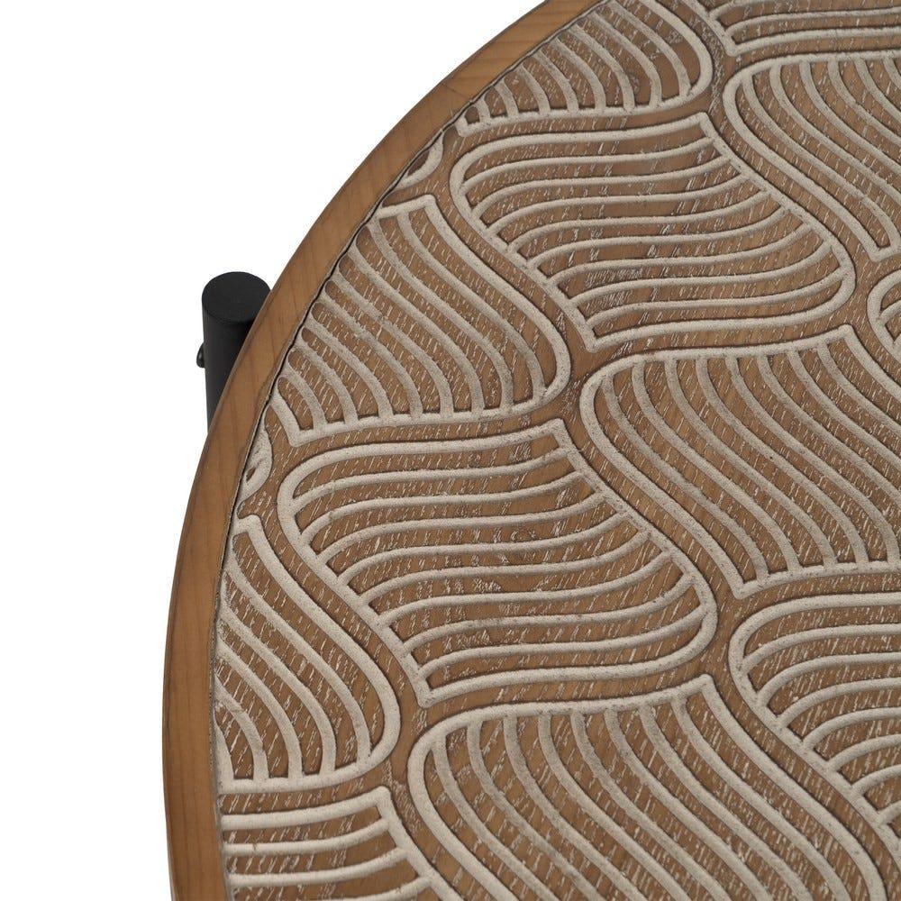 Lolahome Mesa De Centro De Madera Grabada