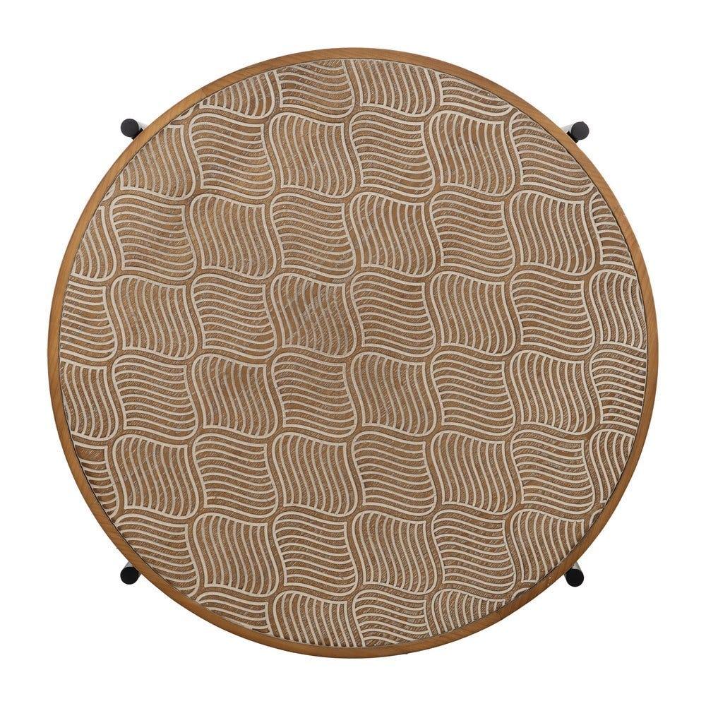 lolahome Mesa de centro de madera grabada