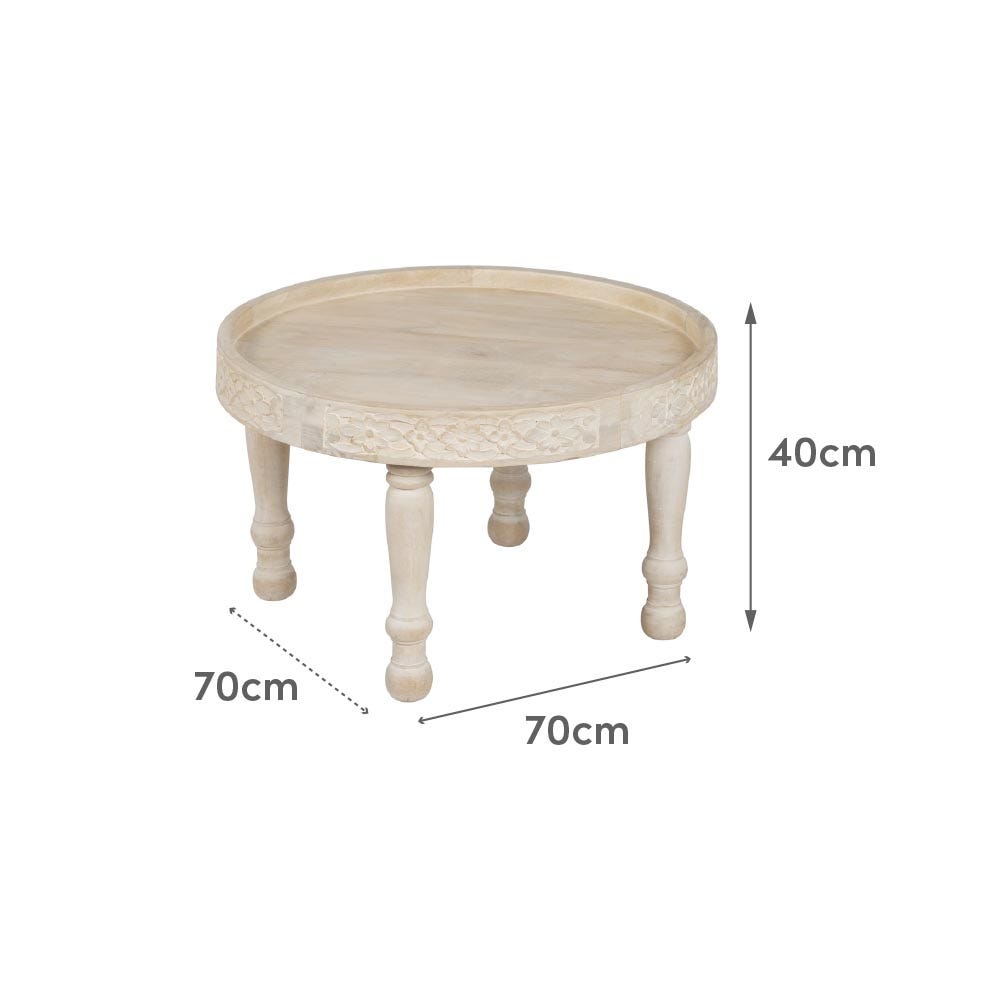 Lolahome Mesa De Centro De Madera Mango Blanco