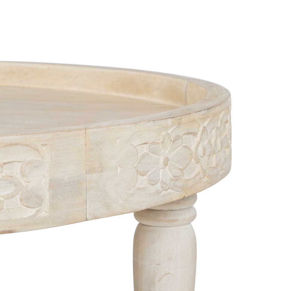 Lolahome Mesa De Centro De Madera Mango Blanco