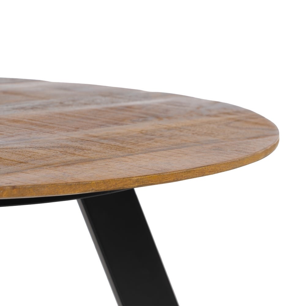 lolahome Mesa de centro redonda de madera de mango