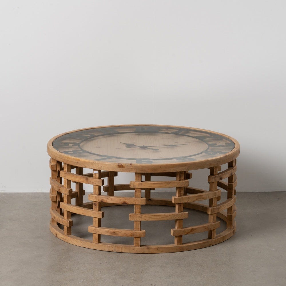 Lolahome Mesa De Centro Redonda Reloj