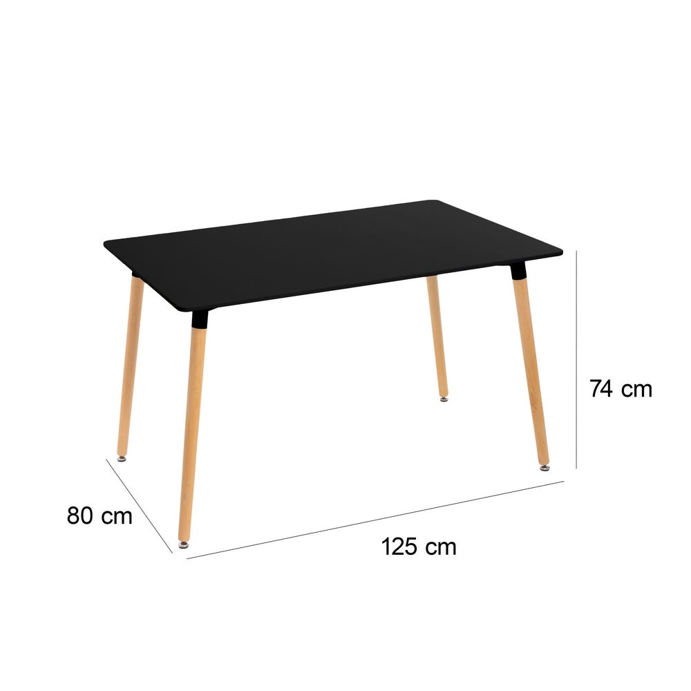 lolahome Mesa de comedor negra de 120x80cm