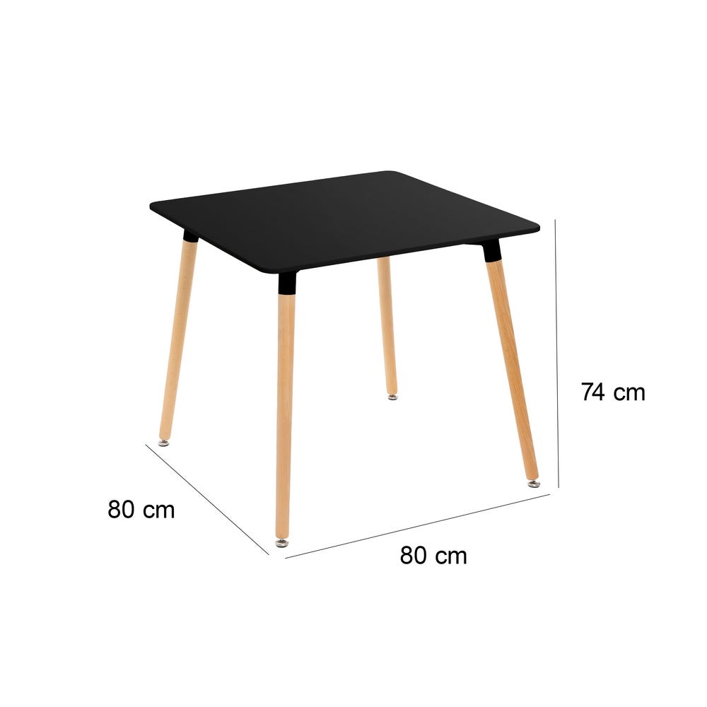 lolahome Mesa de comedor negra de 80x80cm