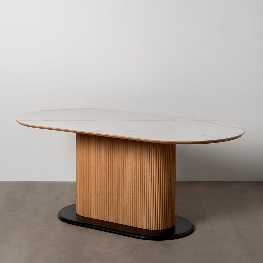 lolahome Mesa de comedor ovalada de 180x90cm