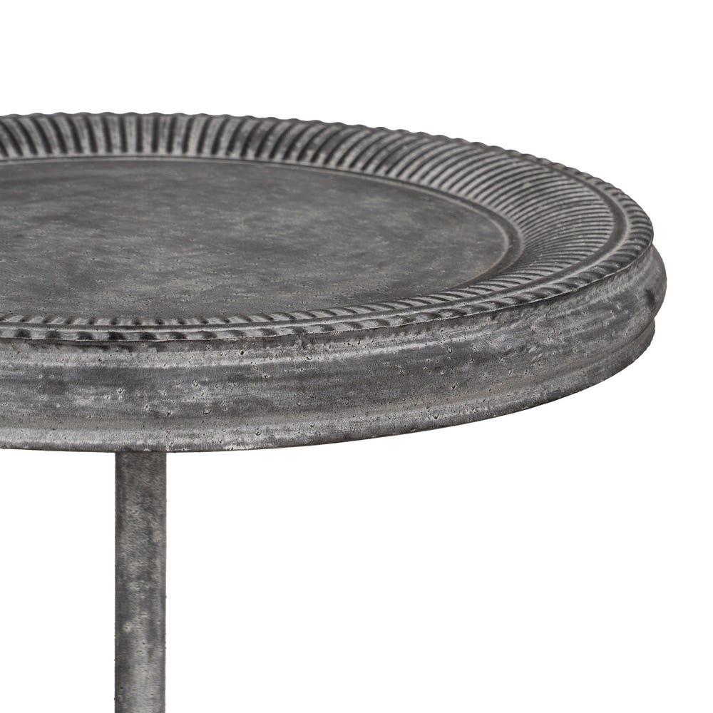 Lolahome Mesita Auxiliar Grabada Gris