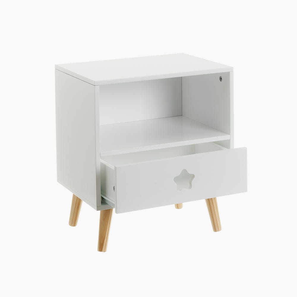 lolahome Mesita de noche 1 cajón blanco