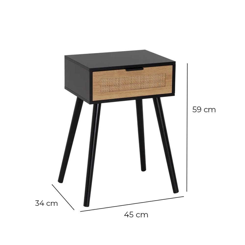 Lolahome Mesita De Noche 1 Cajón Negra