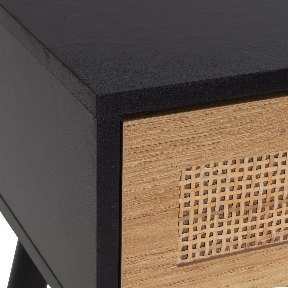 lolahome Mesita de noche 1 cajón negra