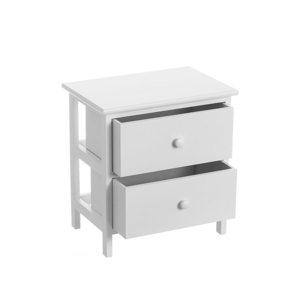 lolahome Mesita de noche 2 cajones blanco