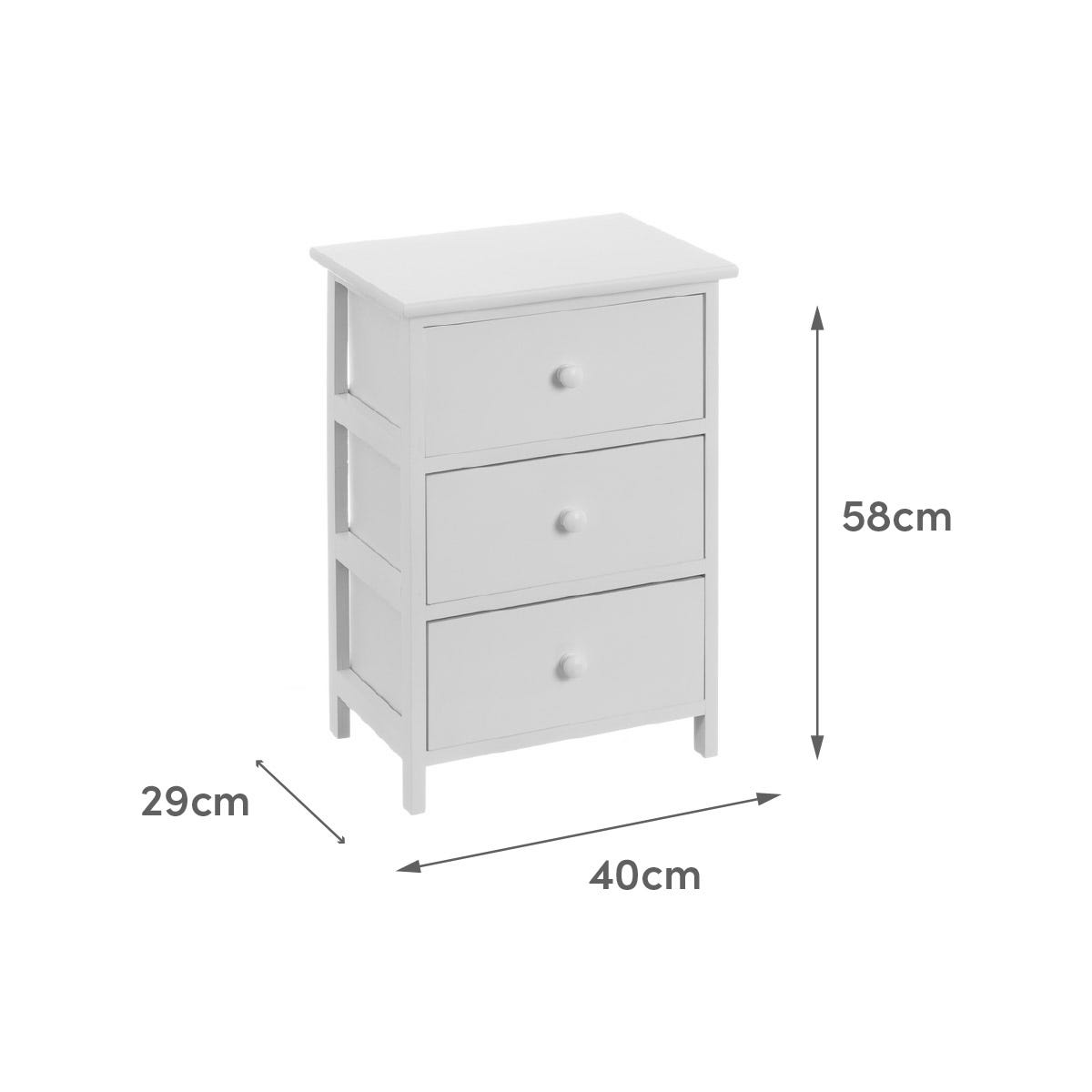 Lolahome Mesita De Noche 3 Cajones Blanco