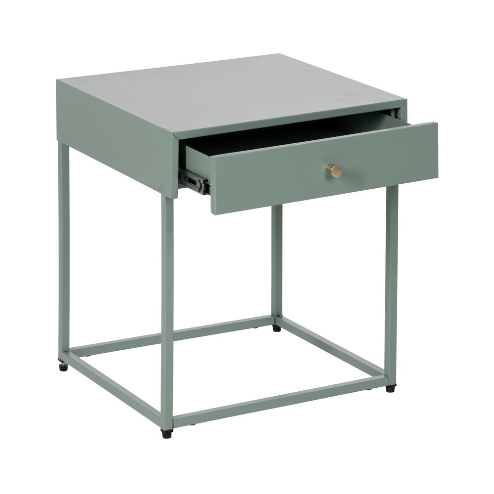 lolahome Mesita de noche de acero verde