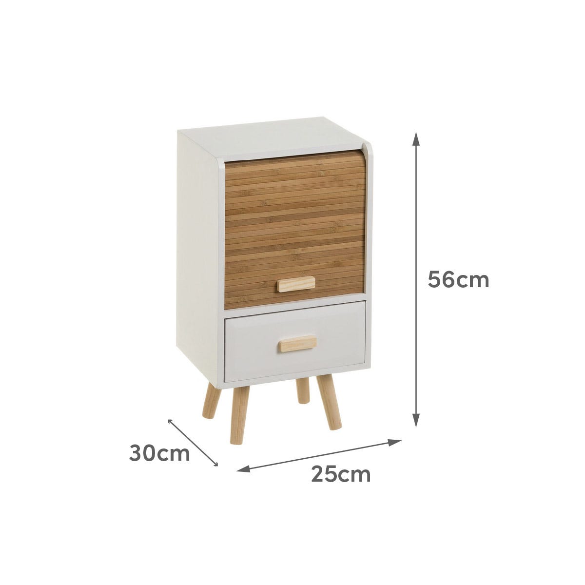 Lolahome Mesita De Noche Persiana Blanco Y Natural