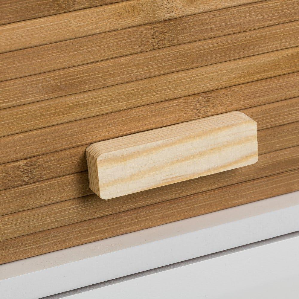 Lolahome Mesita De Noche Persiana Blanco Y Natural