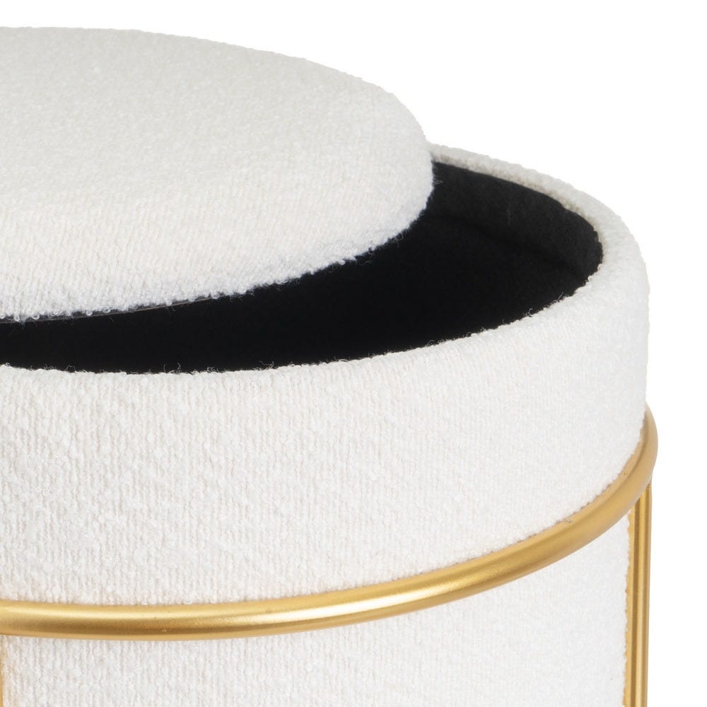 Lolahome Puff Baúl Redondo Tapizado De Borreguito