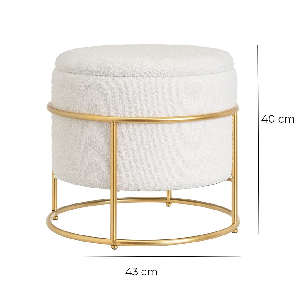 Lolahome Puff Baúl Redondo Tapizado De Borreguito