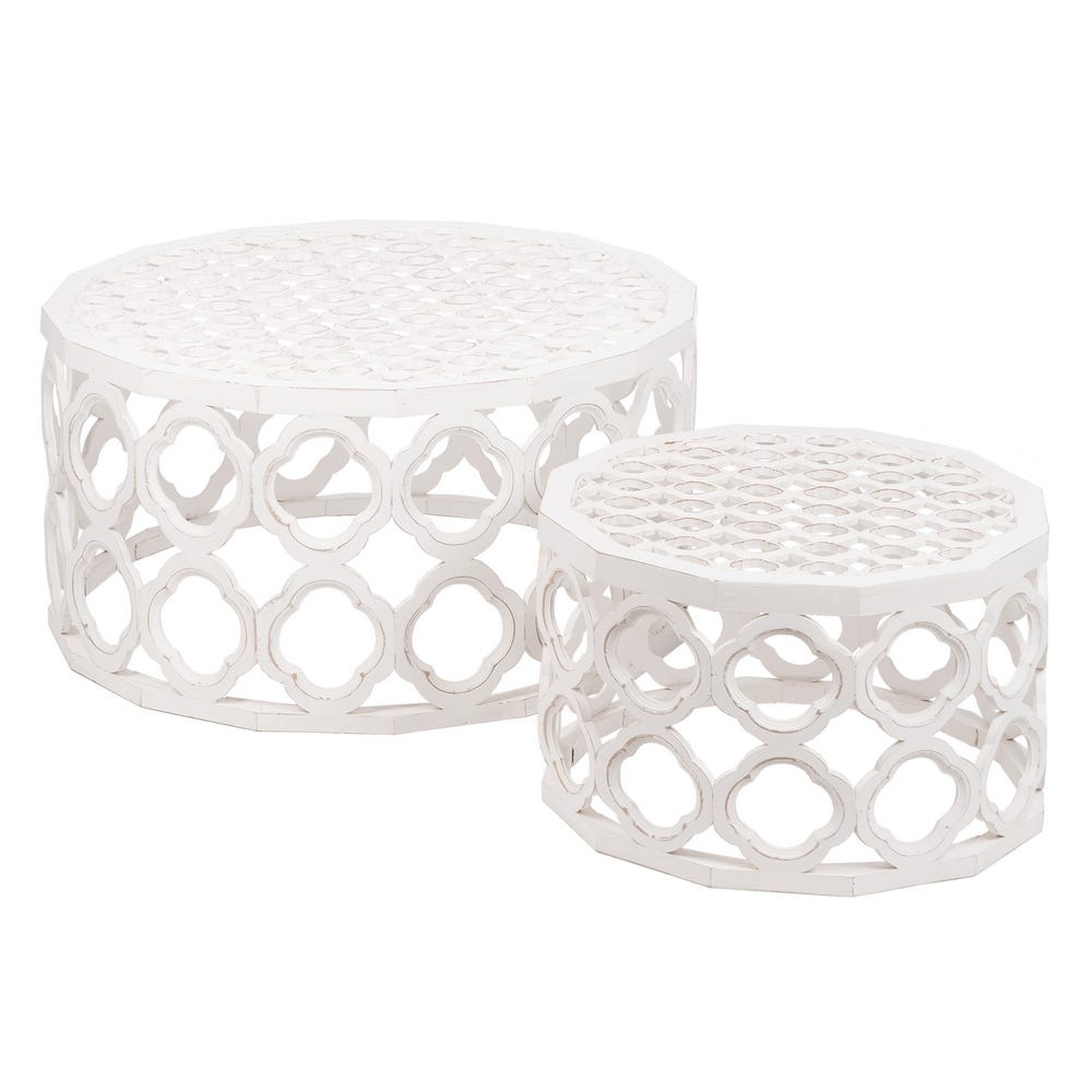 Lolahome Set De 2 Mesas Geométricas Blancas