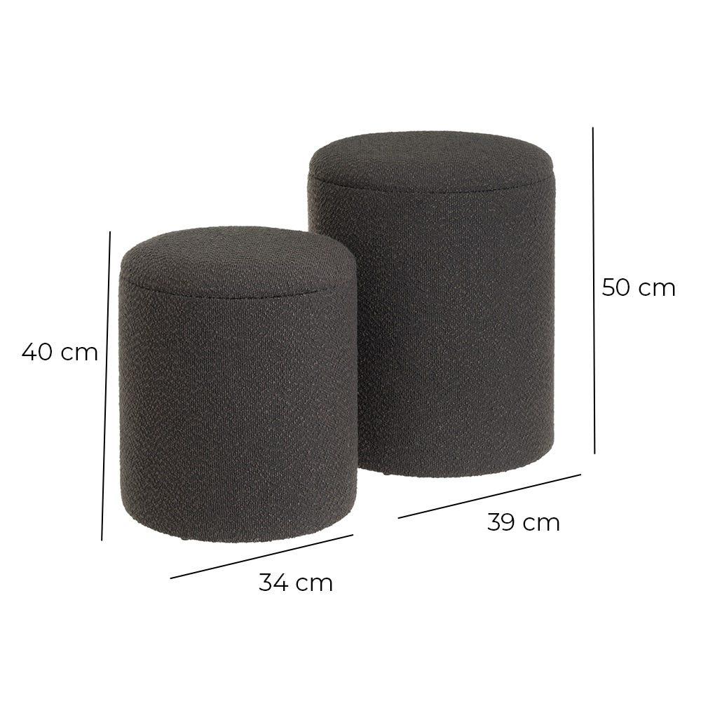 Lolahome Set De 2 Puff Baúl Redondos De Borreguito