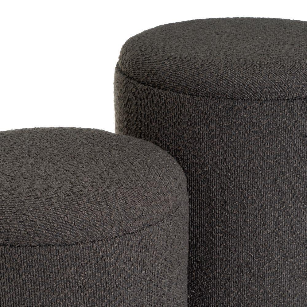 lolahome Set de 2 puff baúl redondos de borreguito