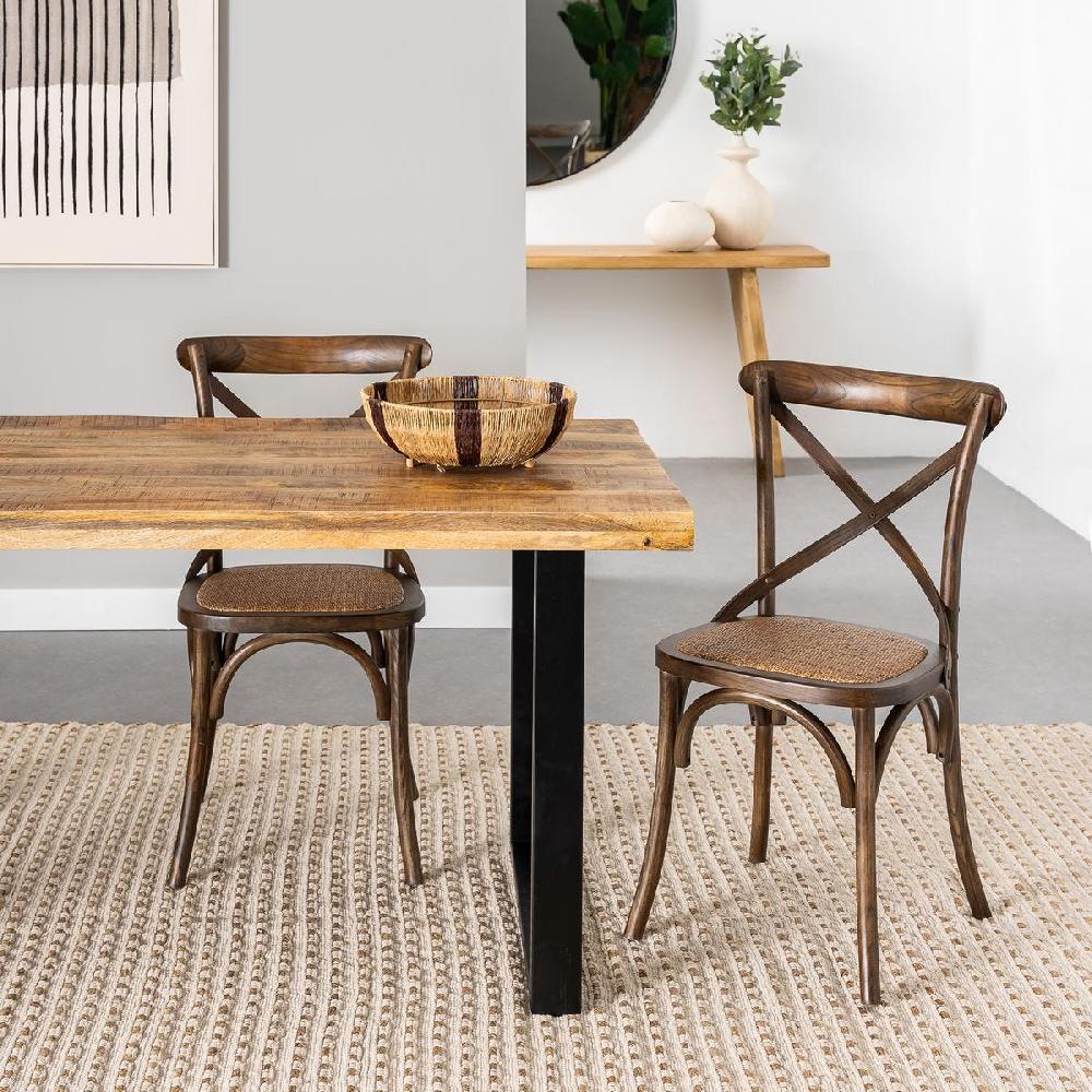 lolahome Silla de comedor Aspas marrón oscuro