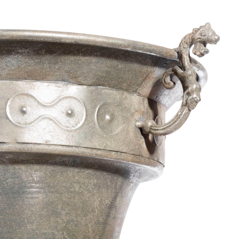 lolahome Macetero de metal plateado clásico de 60x42x52 cm