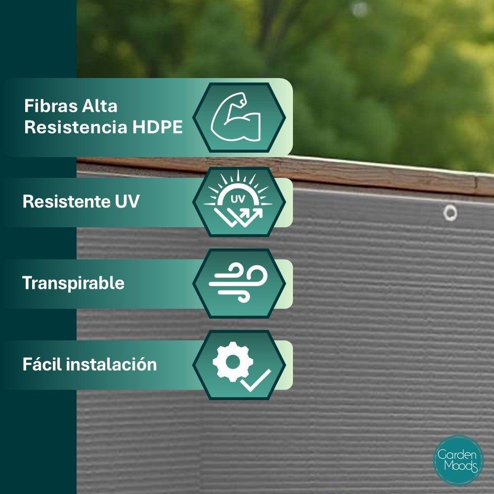 lolahome Malla ocultación balcón 90 % densidad ocultación gris de HDPE de 5x0 90 metros