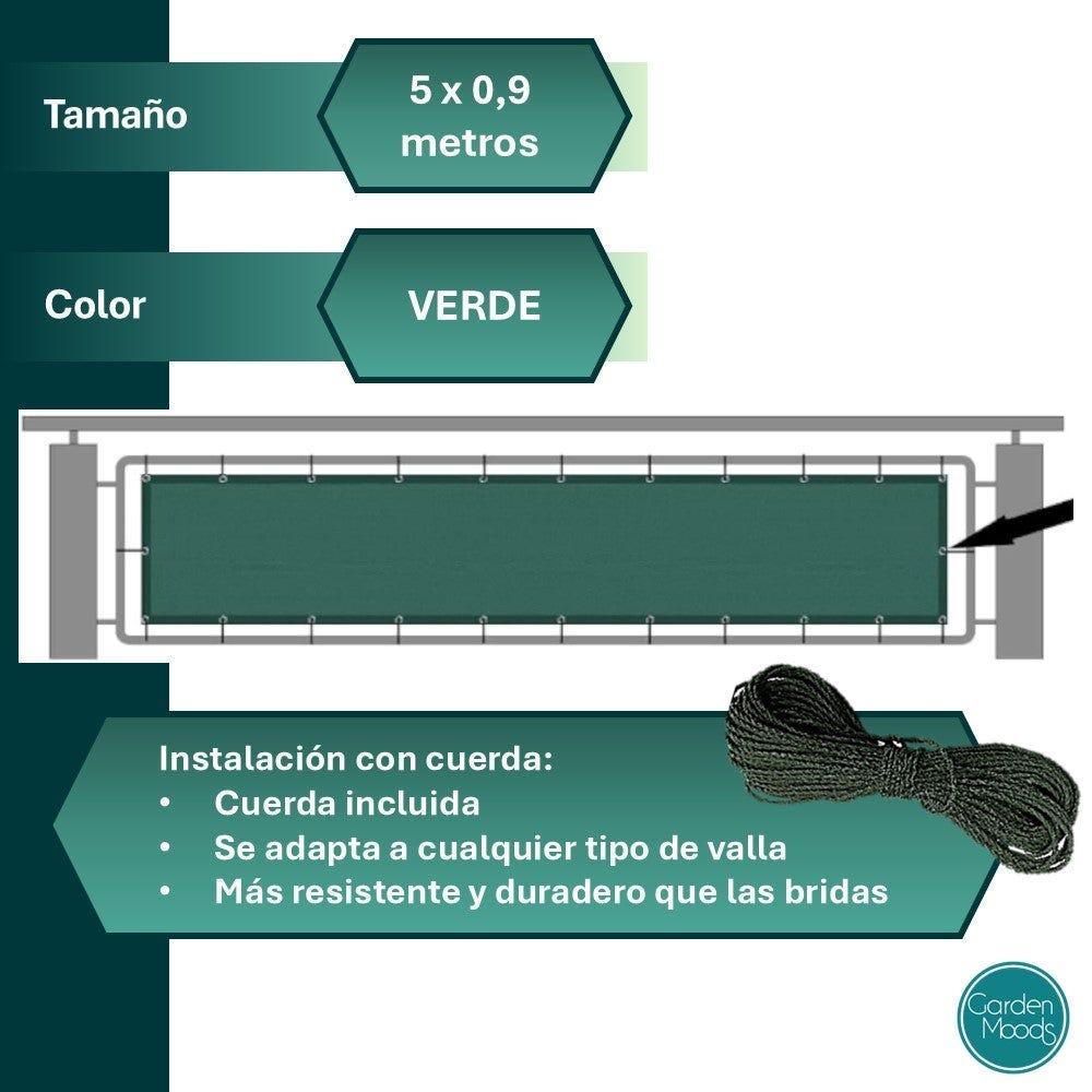 Lolahome Malla Ocultación Para Balcón 90 % Densidad Ocultación Verde De HDPE De 5x0 90 Metros