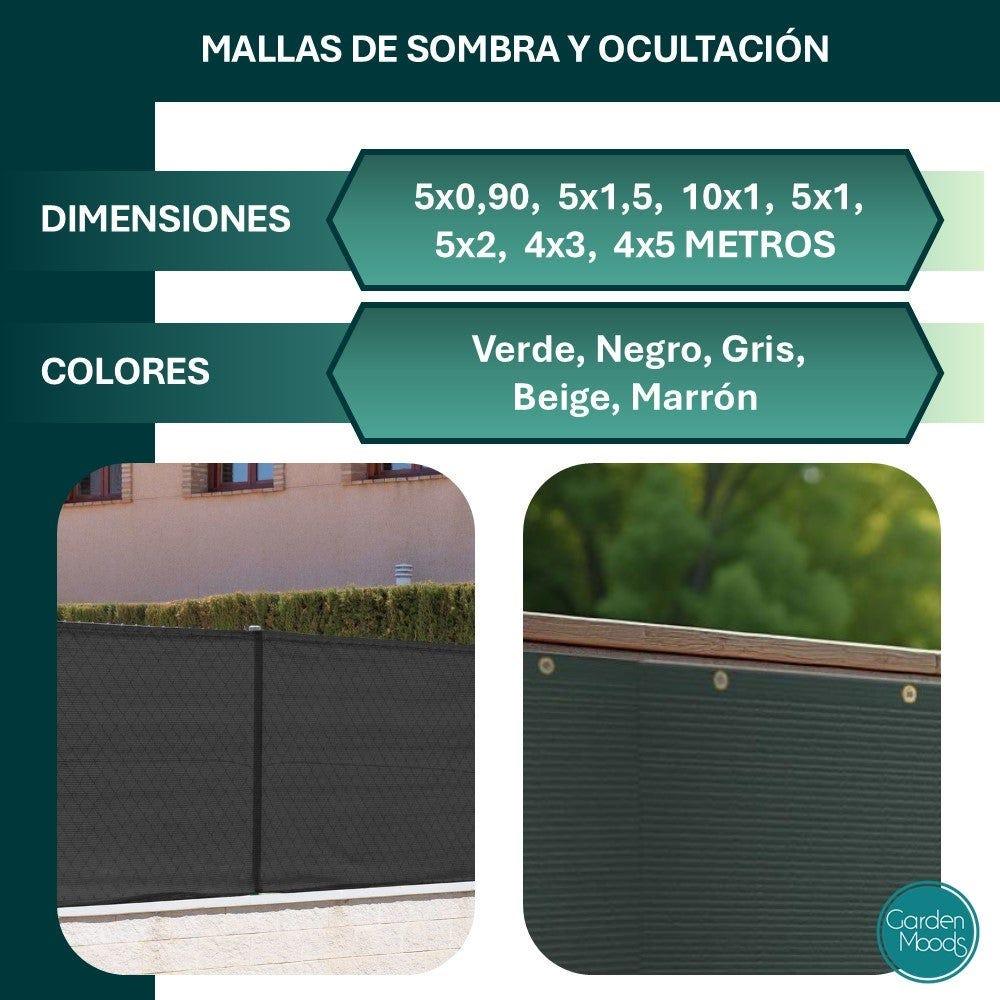 Lolahome Malla Ocultación Para Balcón 90 % Densidad Ocultación Verde De HDPE De 5x0 90 Metros