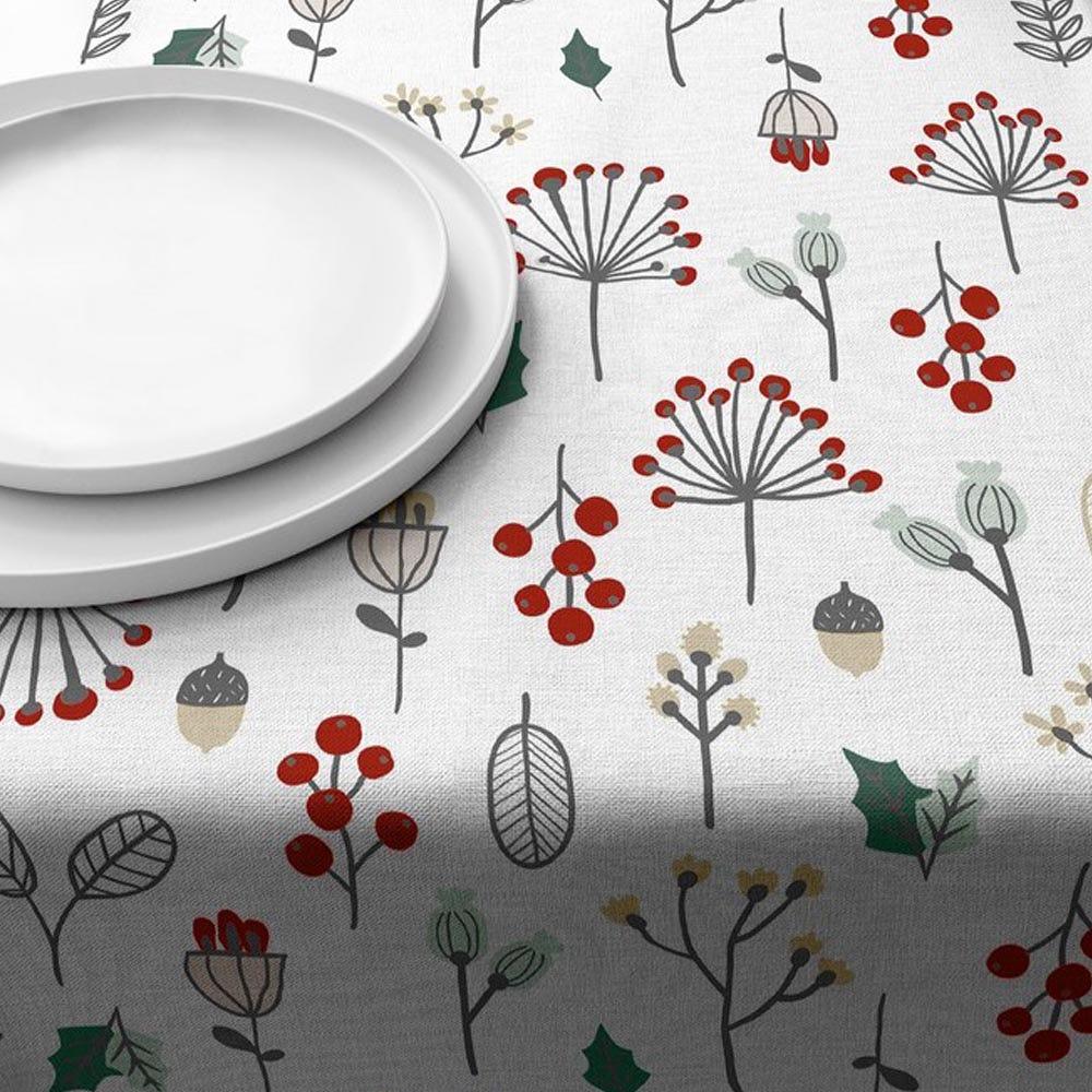 Lolahome Mantel Antimanchas De Acebo De Tela De Algodón Orgánico Blanco Roto De 135x295 Cm