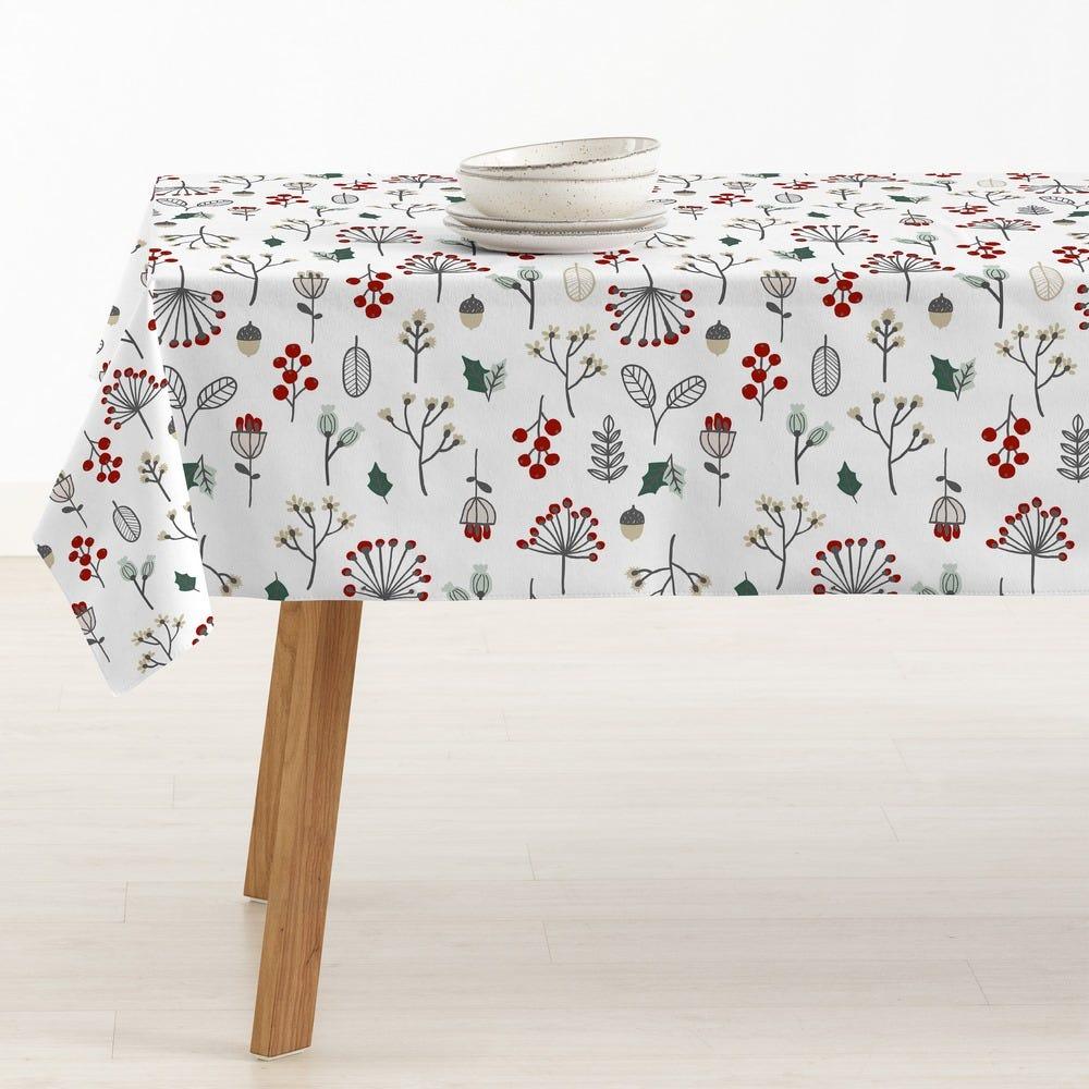 lolahome Mantel antimanchas de acebo de tela de algodón orgánico blanco roto de 135x295 cm