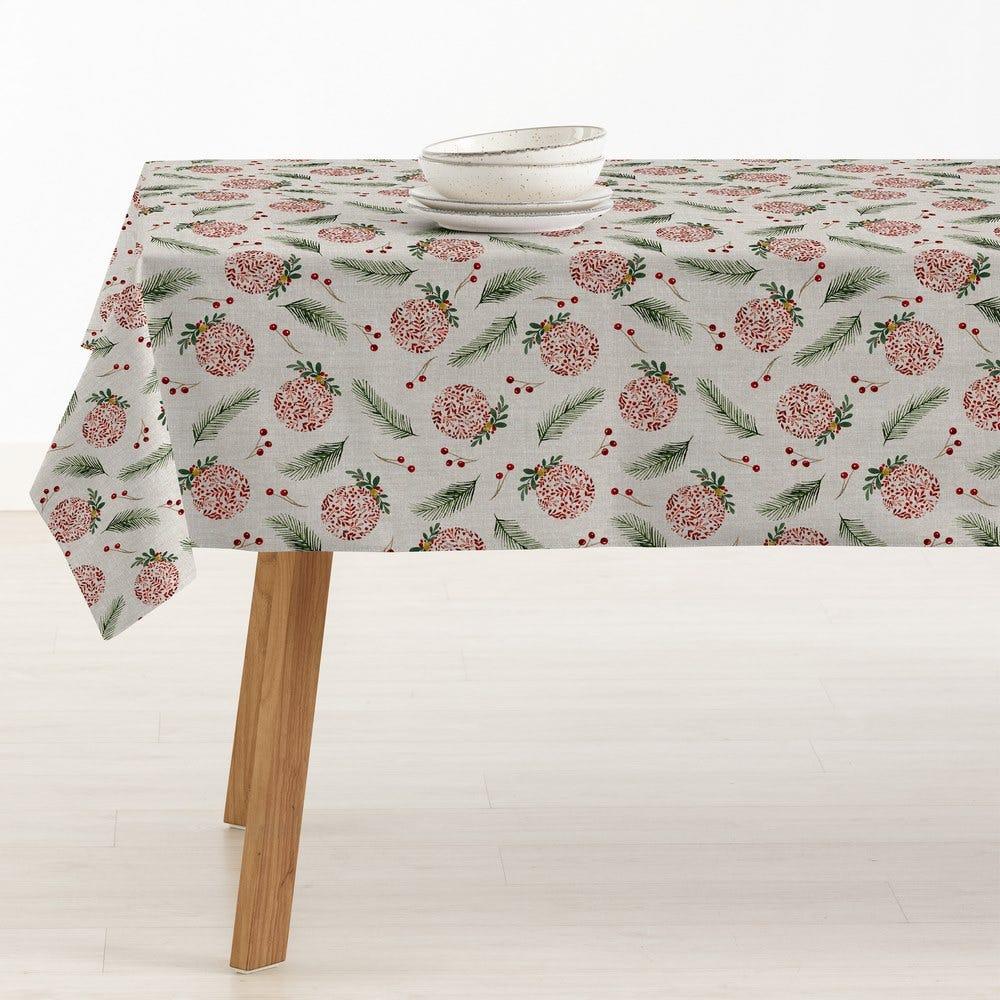 lolahome Mantel antimanchas de ramas de pino de tela de algodón orgánico rojo y verde de 135x295 cm