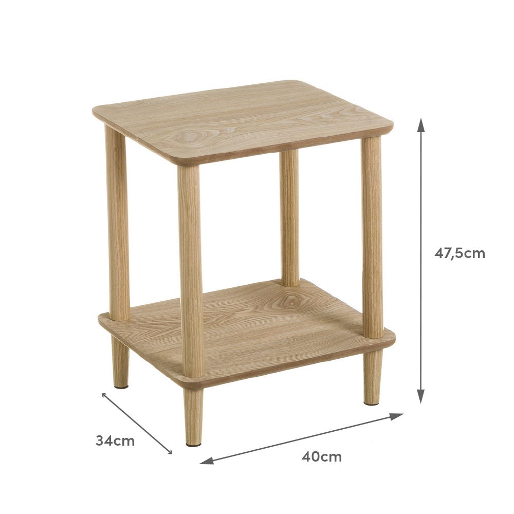Lolahome Mesa Auxiliar De Madera De Pino Beige De 47x34x40 Cm