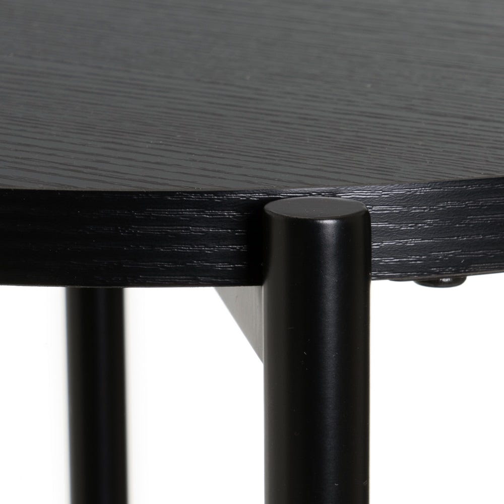 Lolahome Mesa De Centro De Cuerdas De Arpillera Y Madera Negra De Ø 70x41 Cm